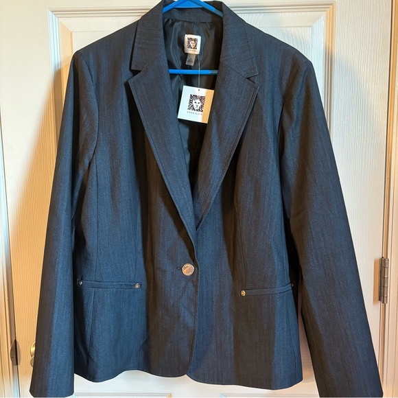 Anne Klein Charcoal Gray Grey Blazer XL New With Tag - Picture 1 of 9